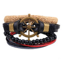 Men Women's Leather Multilayer Bead Bracelet Punk Wrap Bracelets