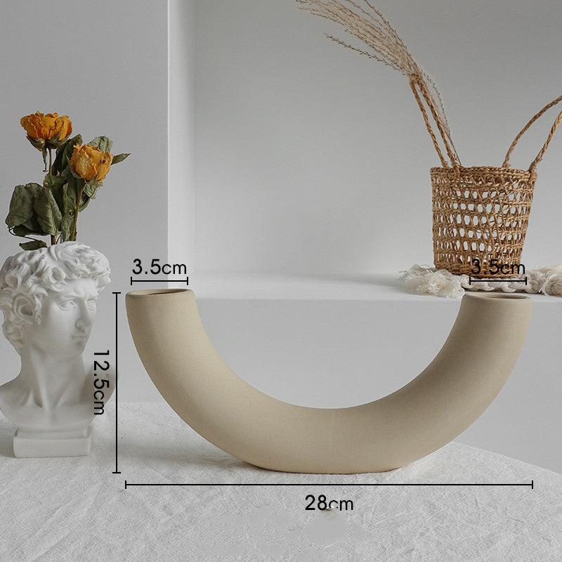 Simplicity Ceramic Vase Flower Arrangement Deration Ornament Display Art Vases