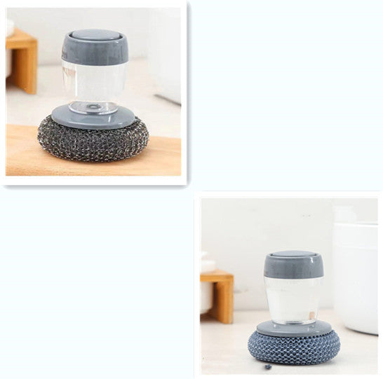 Kitchen Soap Dispensing Palm Brush Cleaner Push-type Brush Detergent Tools