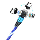 540 Rotate Luminous Magnetic 3A Fast Charging Mobile Phone Cable For LED Micro USB Type C