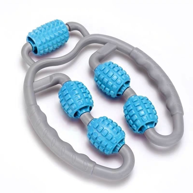 U Shape Trigger Point Full Body Massage Roller Arm Leg Neck Muscle 4 Wheels Fitness Device
