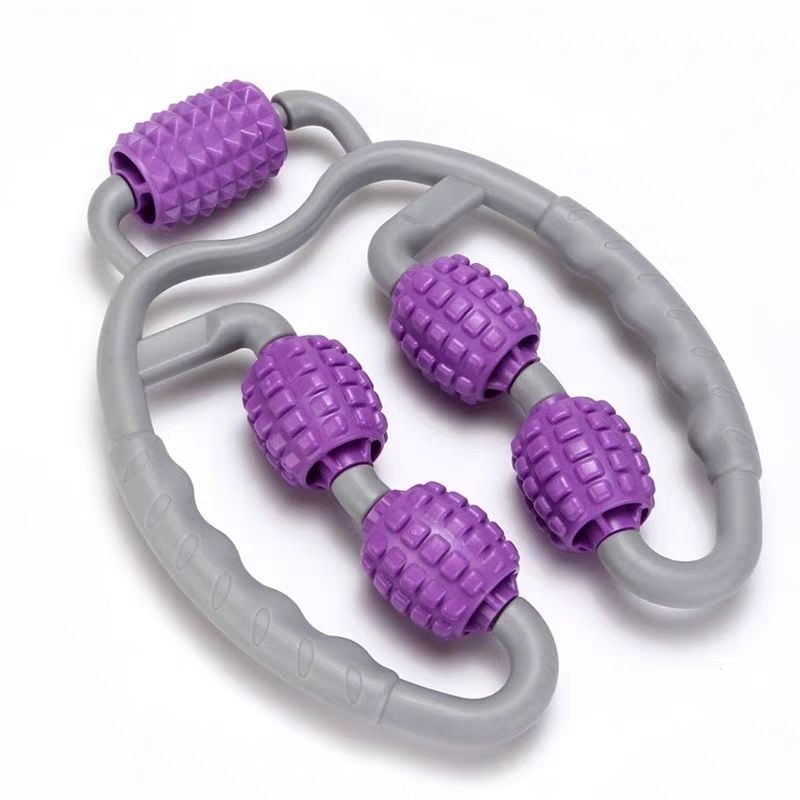 U Shape Trigger Point Full Body Massage Roller Arm Leg Neck Muscle 4 Wheels Fitness Device