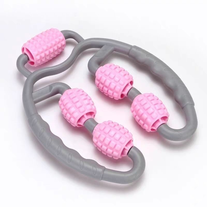 U Shape Trigger Point Full Body Massage Roller Arm Leg Neck Muscle 4 Wheels Fitness Device