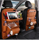 PU Leather Car Storage Bag Multifunction Seat Back Tray Hanging Bag Waterproof Car Organizer
