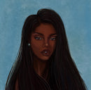 Art Design Graffiti Art Hip Hop African Girl with Black Hair Big Earring with Modern Building Shower Curtain