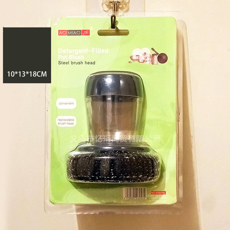 Kitchen Soap Dispensing Palm Brush Cleaner Push-type Brush Detergent Tools