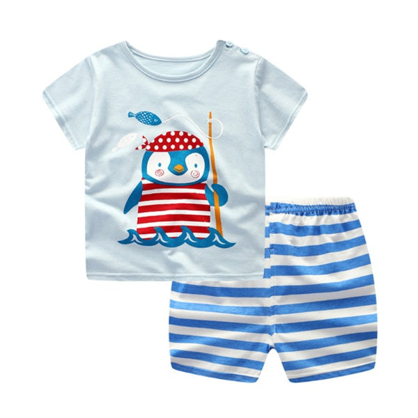 Cartoon Clothing Baby Boy Girl Summer Clothes T-shirt Baby Casual Sets