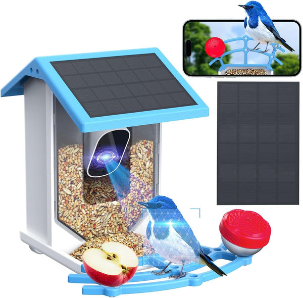 Smart Bird Feeder With Camera, Solar-Powered, Motion Detection WiFi 4MP Live Camera, AI Identify Bird Species