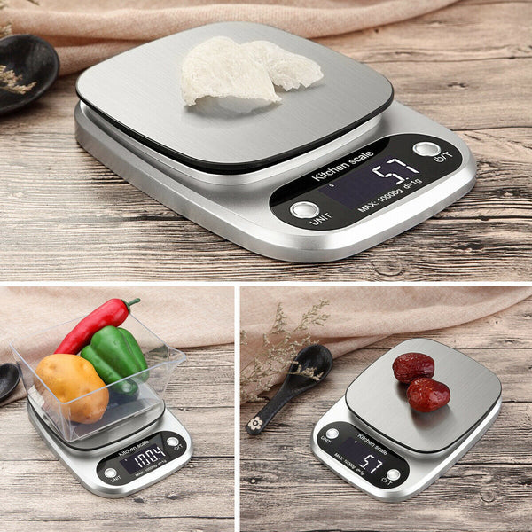 Digital Kitchen Food Diet Multifunction Weight Balance 22lbs 1g Stainless Steel  Scale