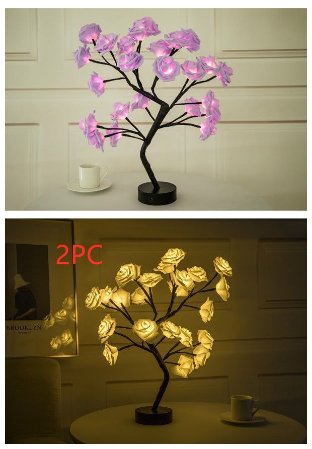 Rose Flower Lamp USB Battery Operated LED Table Lamp Bonsai Tree Night Lights