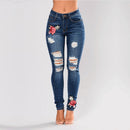 Women's high waist stretch jeans with small feet