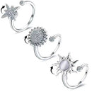 Creative 3-piece set of rotating rings for men, women, adjustable zircon flower stress-relieving rings