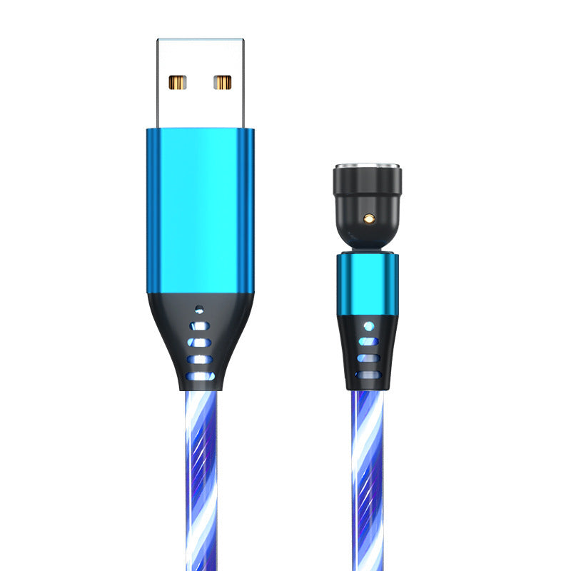 540 Rotate Luminous Magnetic 3A Fast Charging Mobile Phone Cable For LED Micro USB Type C
