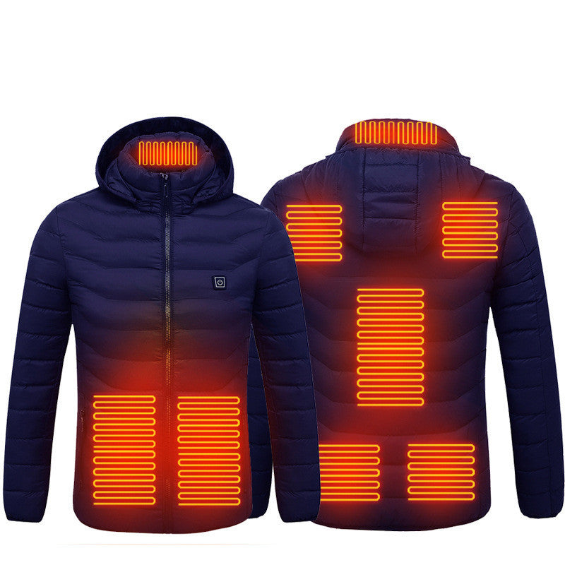 Men Heated Puffer Electric Jacket Coat Insulated Hood Windbreaker 9Heat Zones