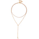 Fashion Y style imitation pearl fringe double layer necklace accessories