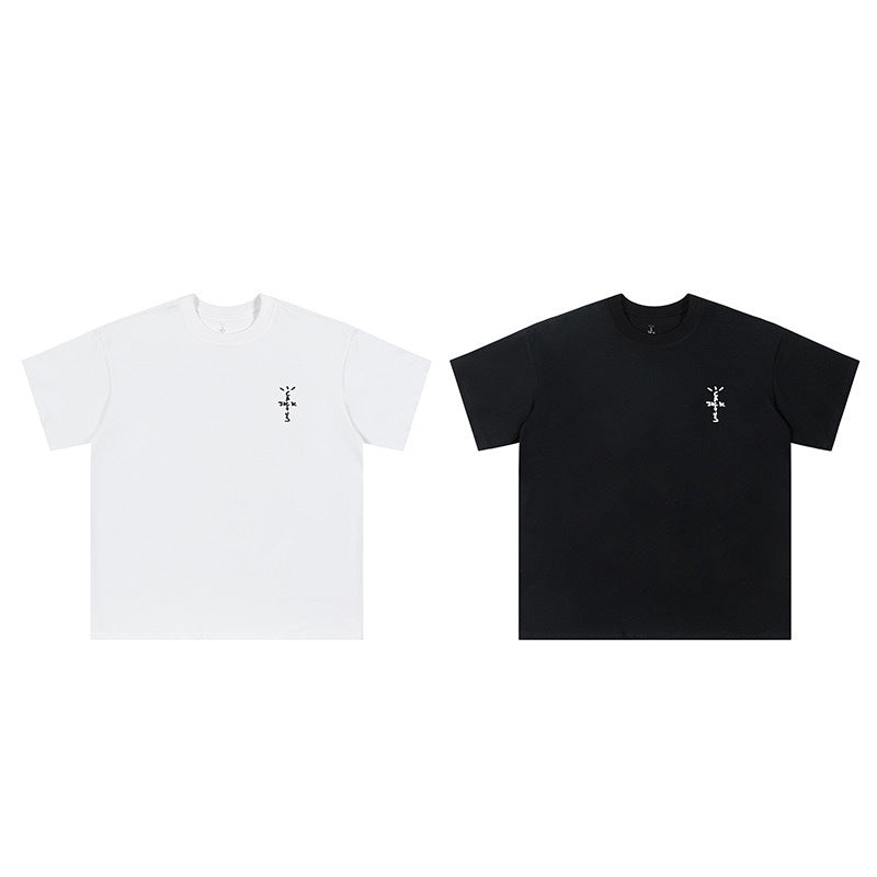Classic foam print co-branded men's and women's round neck short-sleeved T-shirt