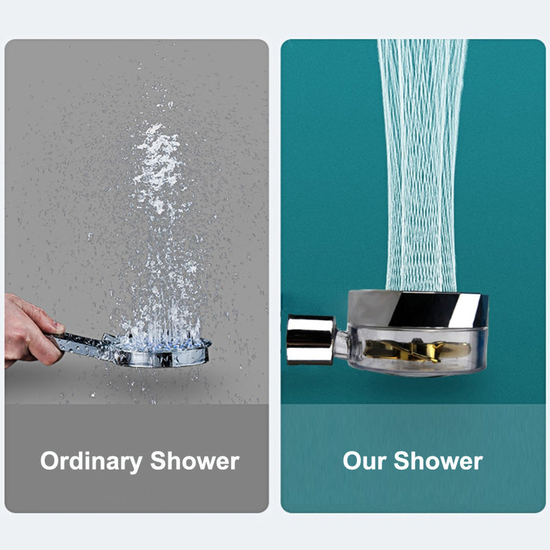 Propeller Driven Shower Head With Stop Button Cotton Filter Turbocharged High Pressure Hand-held Shower Nozzle
