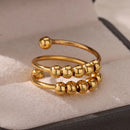 Hot-selling stainless steel 18K gold multi-layer opening adjustable and stress-relieving rotating bead anxiety ring