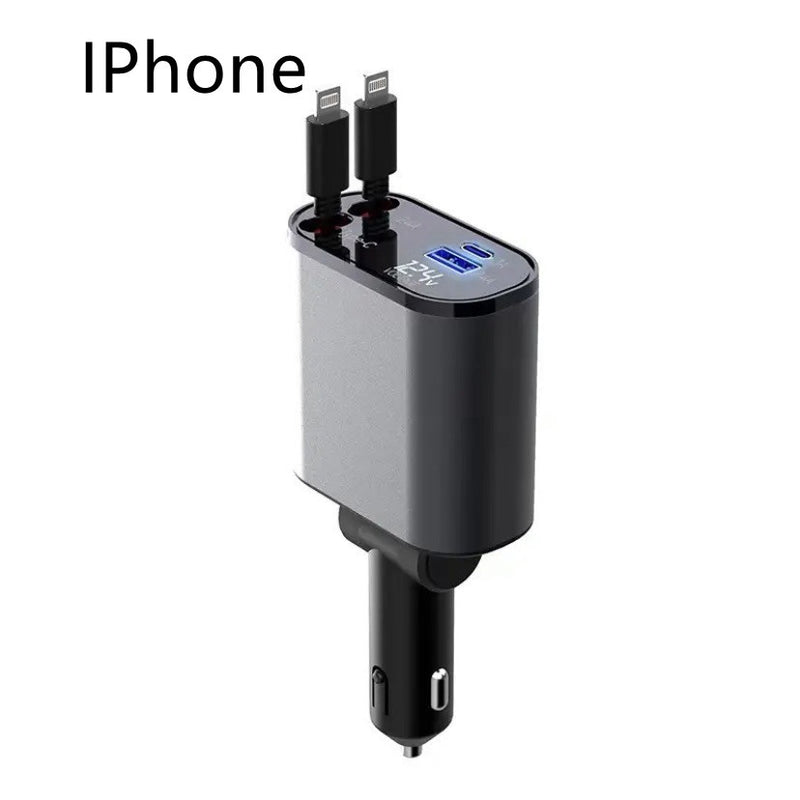 Metal Car Charger 100W Super Fast Charging Cigarette Lighter USB And TYPE-C Adapter