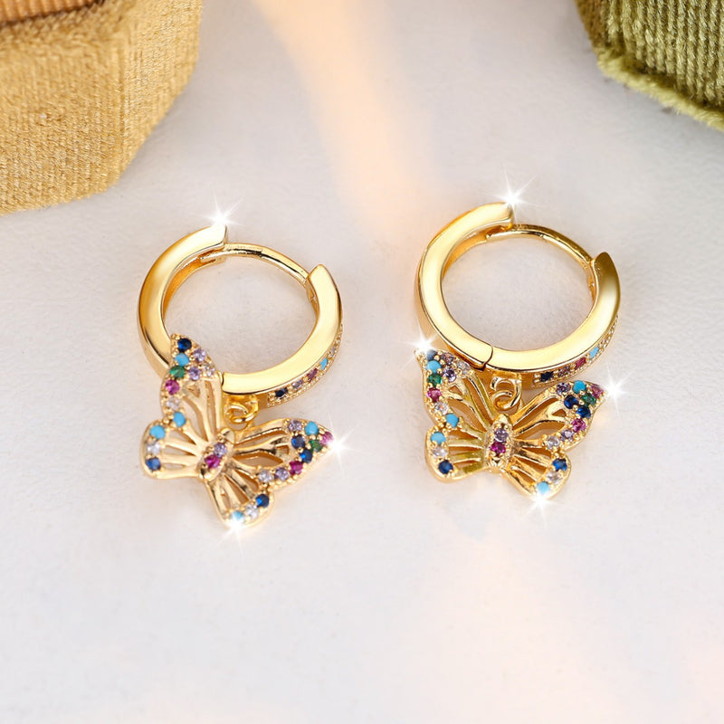 Fashion afloire color diamond hollow butterfly ear le delicate all ing all ing earrings female