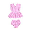 Women's pink sleeveless girl cute western style halter top underwear baby two pieces