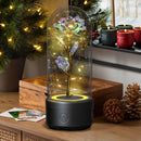 2 In 1 Rose Flowers LED Light Bluetooth-compatible Speaker Luminous Night Ornament Glass Cover Light