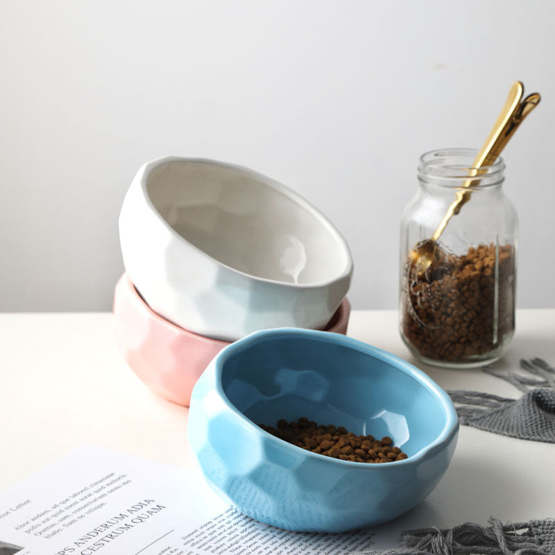 Pet oblique mouth cat dog food bowl method bucket