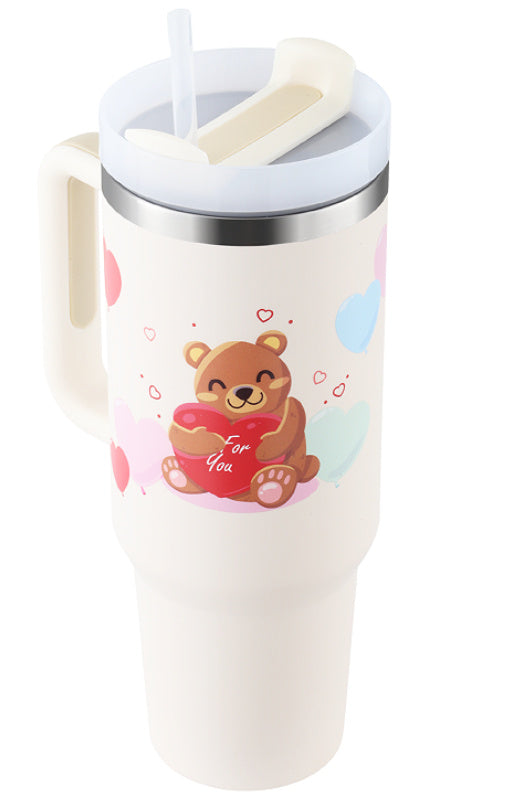 40 Oz Tumbler With Handle Straw Insulated, Stainless Steel Spill Proof Vacuum Coffee Cup Tumbler