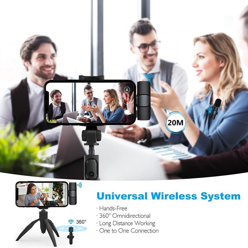Wireless Lavalier Microphone Portable Audio Video Recording Mini Mic For I Phone Android