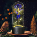 2 In 1 Rose Flowers LED Light Bluetooth-compatible Speaker Luminous Night Ornament Glass Cover Light