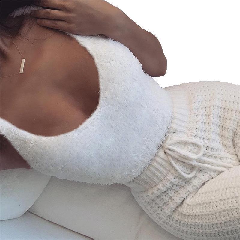 3pcs Women's Long Sleeve Crop Tank Top And Drawstring Shorts Pajama Set