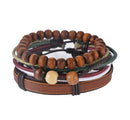 Men Women's Leather Multilayer Bead Bracelet Punk Wrap Bracelets