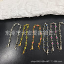 A simple antique golden cross-flower diamond-encrusted thin bracelet