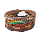 Men Women's Leather Multilayer Bead Bracelet Punk Wrap Bracelets