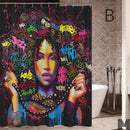 Art Design Graffiti Art Hip Hop African Girl with Black Hair Big Earring with Modern Building Shower Curtain