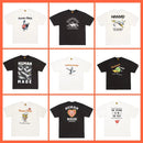 Vintage English alphabet cartoon printed short-sleeved bamboo cotton casual loose round neck T-shirt for men and women