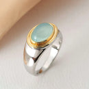 A retro gold-plated two-color cat's eye stone ring, fashionable jewelry, niche and high-end ring