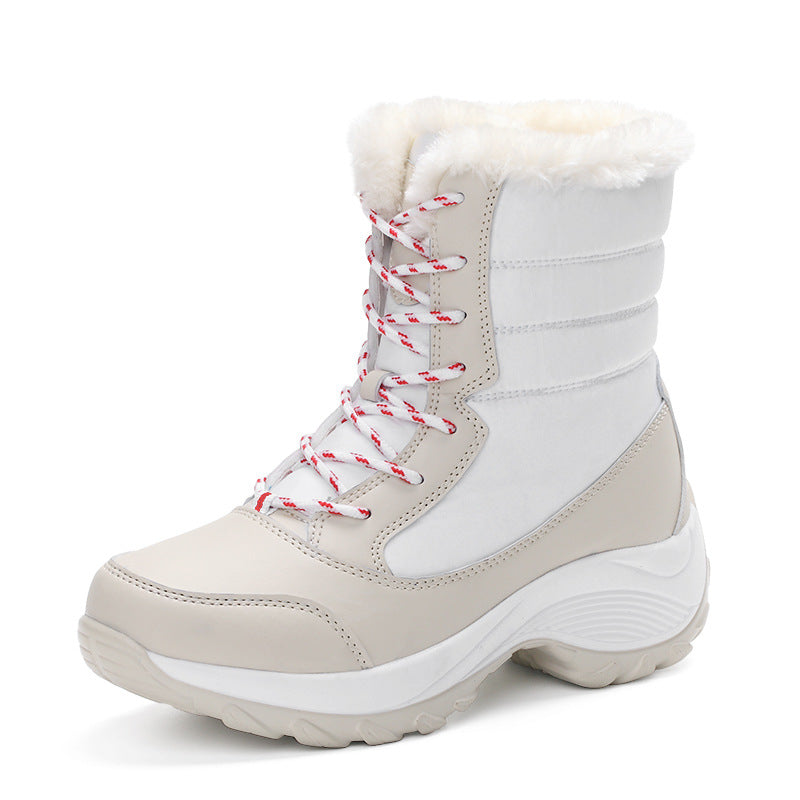 Women's Winter fleece snow mid-tube Martin outdoor high-top snow boots