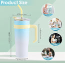 Ochapa 40 Oz Tumbler With Handle Straw Lid Insulated Vacuum Stainless Steel Travel Tapered Mug