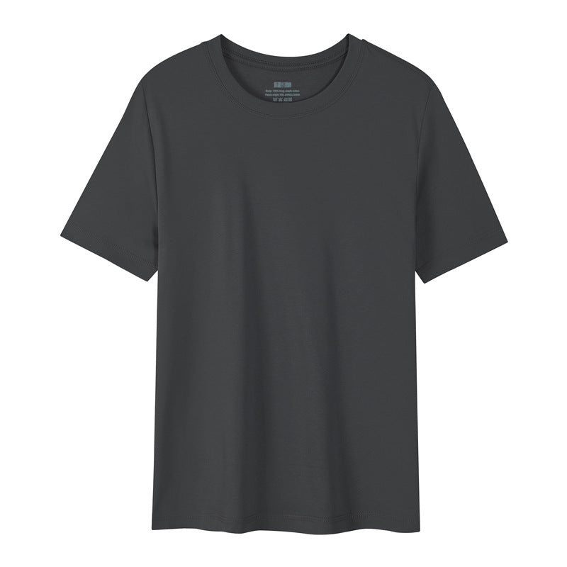 Light luxury 50 cool Xinjiang long cashmere pure cotton pima three needles ice silk all white T horse cotton men's short sleeve T-shirt