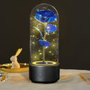 2 In 1 Rose Flowers LED Light Bluetooth-compatible Speaker Luminous Night Ornament Glass Cover Light