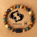 Fashionable natural stone beaded bracelets of the 12 zodiac signs, tiger's eye stone crystal bracelets and banges