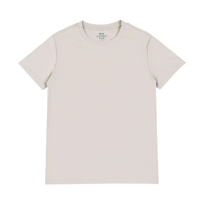 Light luxury 50 cool Xinjiang long cashmere pure cotton pima three needles ice silk all white T horse cotton men's short sleeve T-shirt