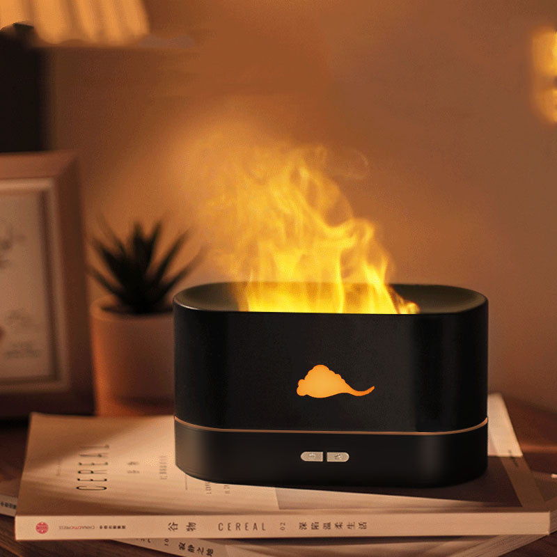 Flame Humidifier Aromatherapy Machine Crystal Salt Stone Colorful Atmosphere Lamp Flame 3d Simulation