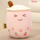 Cute Fruit Drink Plush Stuffed Soft Strawberry Milk Tea Plush Boba Tea Cup Toy Bubble Tea Pillow Cushion