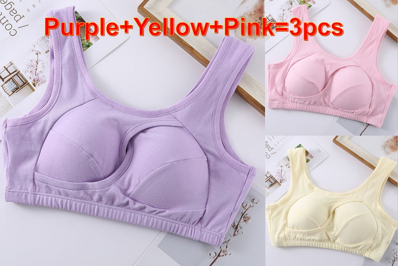 Plus Size Women Bra Ladies Cotton Quake-Proof Underwear Sleep Tops No Buckles No Wire Lingerie With Removable Padded