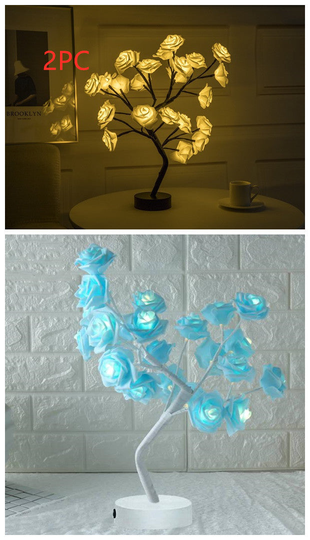 Rose Flower Lamp USB Battery Operated LED Table Lamp Bonsai Tree Night Lights