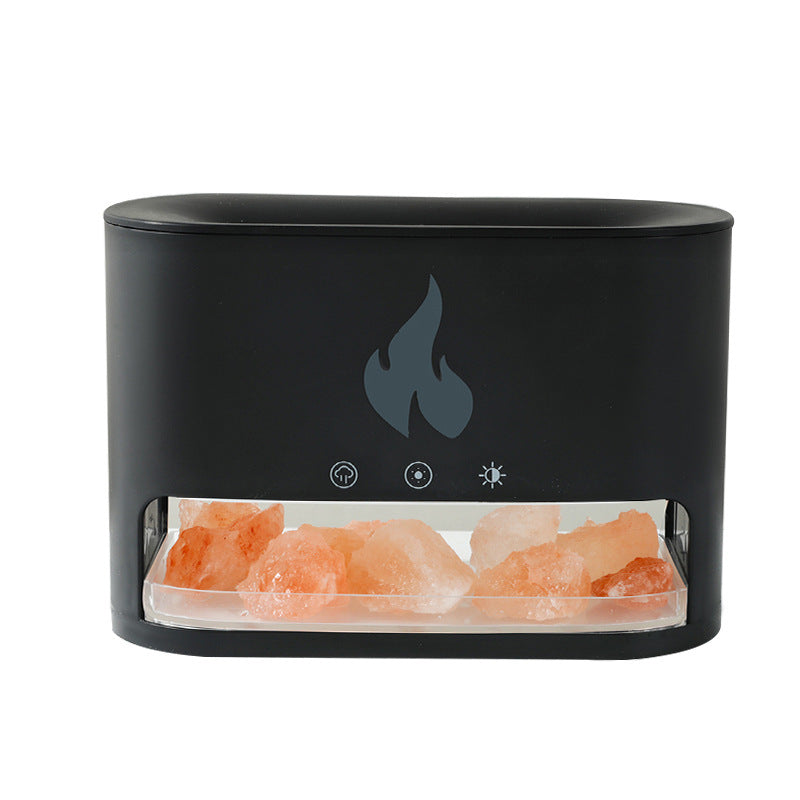 Flame Humidifier Aromatherapy Machine Crystal Salt Stone Colorful Atmosphere Lamp Flame 3d Simulation