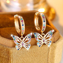 Fashion afloire color diamond hollow butterfly ear le delicate all ing all ing earrings female