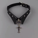Fake cross collar, dark gothic choker necklace